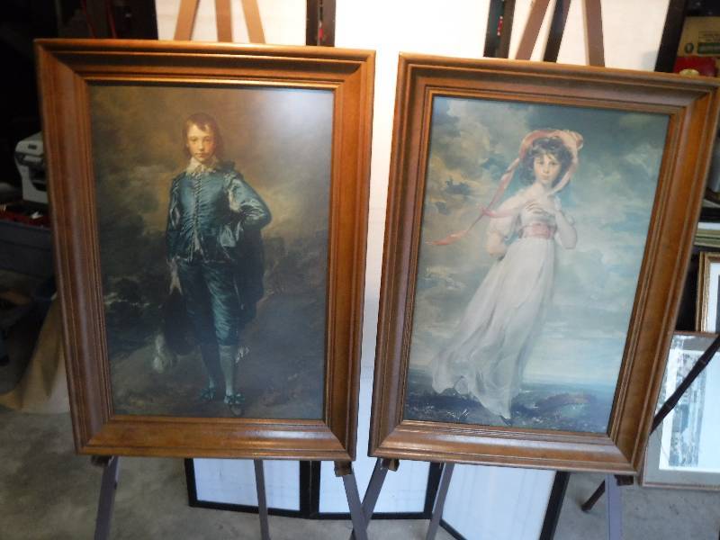 lot 7268 image: pinkie and boy framed paintings