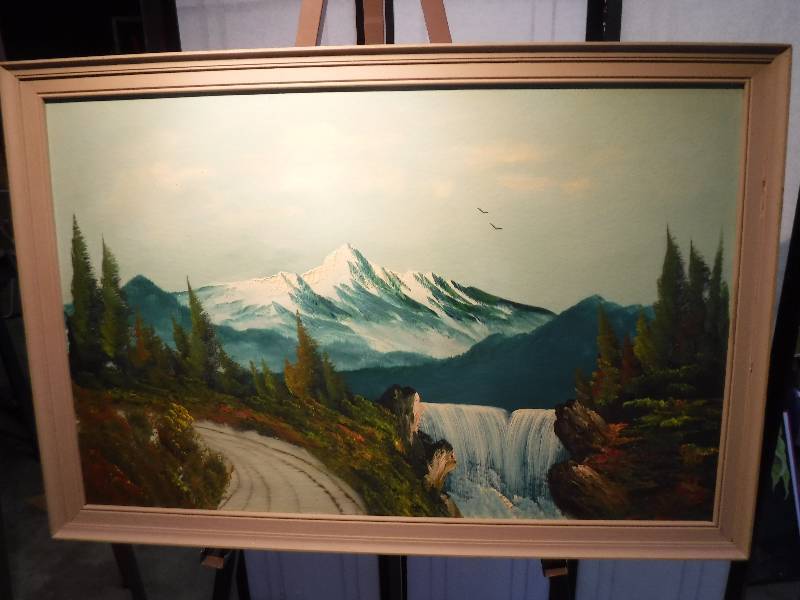 lot 7274 image: Trucker Falls my Hugh Yancy framed oil painting