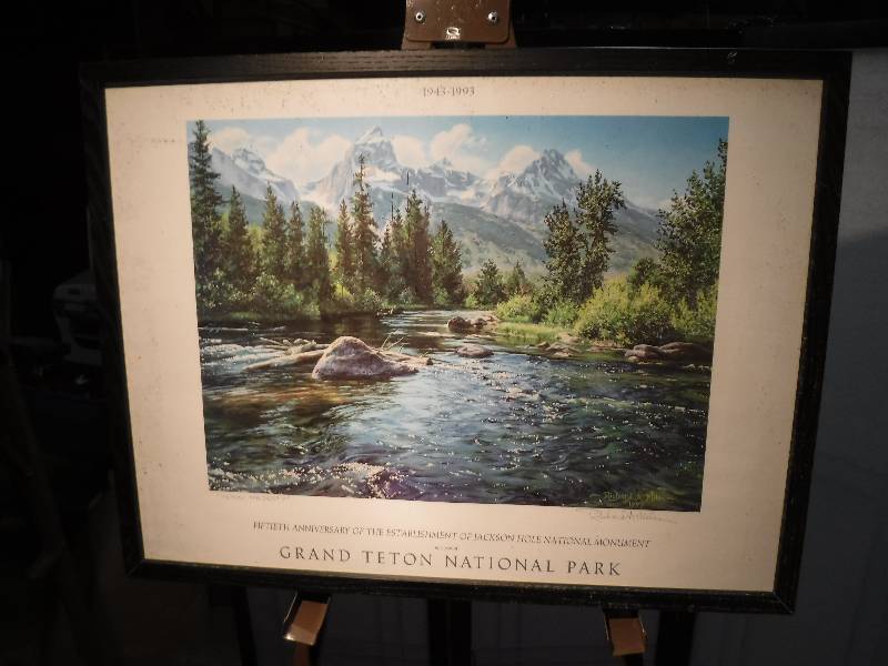 lot 7279 image: Teton Majesty Signed 5th Anniversary edition National Monuments framed print by Richard Miles