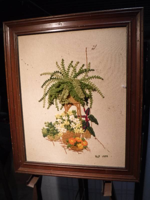 lot 7281 image: Framed Cross stitch, dated 1979