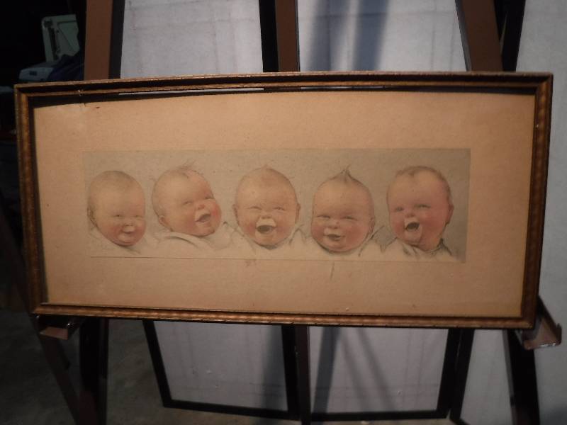 lot 7285 image: The Dionne Quintuplets framed drawing