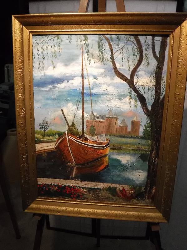 lot 7286 image: Framed painting of a sail boat- Morilla panel