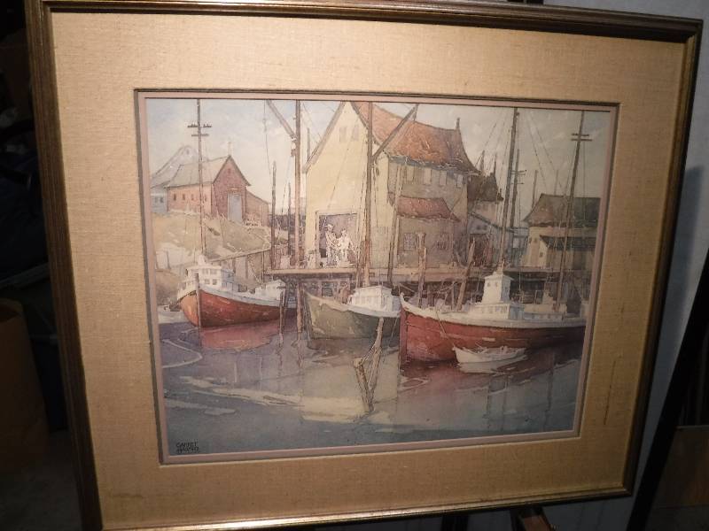 lot 7306 image: Garnet hazard harbor morning recreation of original art framed print