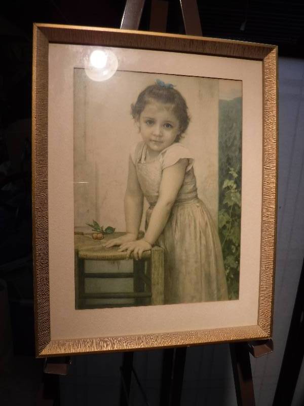 lot 7316 image: Framed Reproduction of  Child with Cherries By William Bouguereau