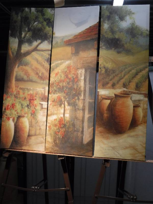 lot 7317 image: 3 canvas set of Tuscan scene