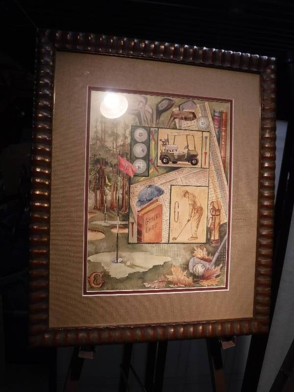 lot 7319 image: Anita Phillips framed golf themed art