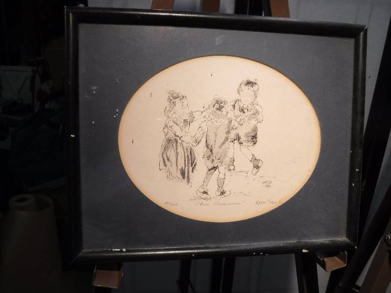 lot 7328 image:  Three Treasures Framed sketch by Kathy Toll dated, signed and numbered