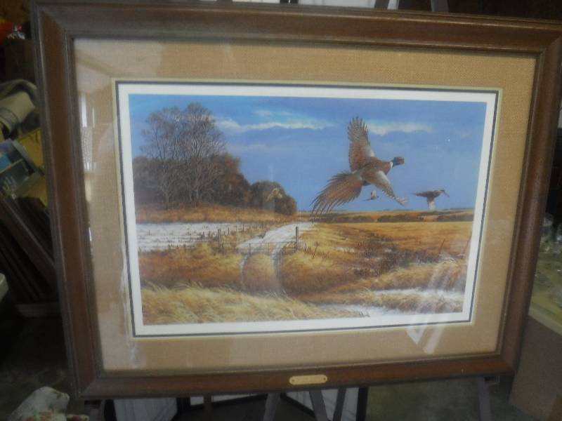 lot 7388 image:  First snow- Pheasant By John S Wilson framed and numbered