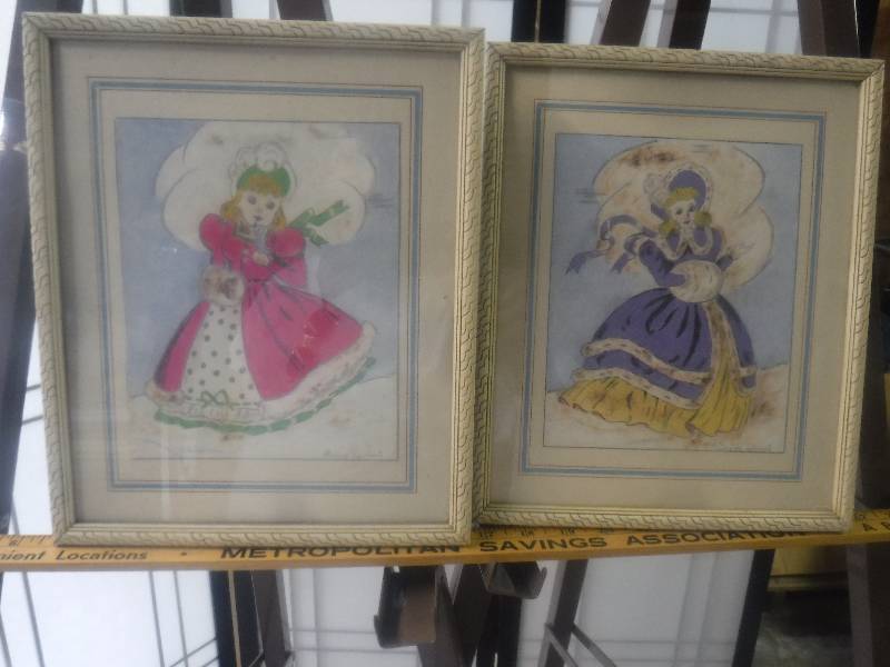 lot 7399 image: Signed Girls in petticoats art