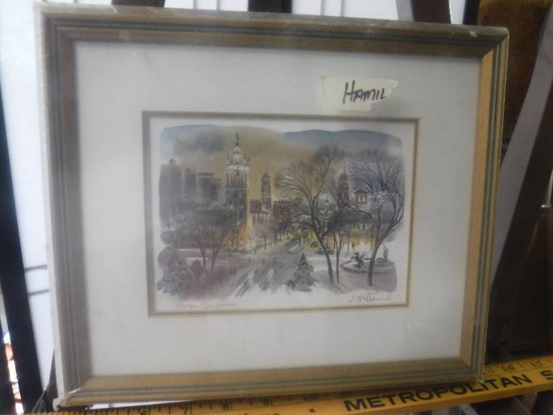 lot 7407 image: Plaza Christmas water color