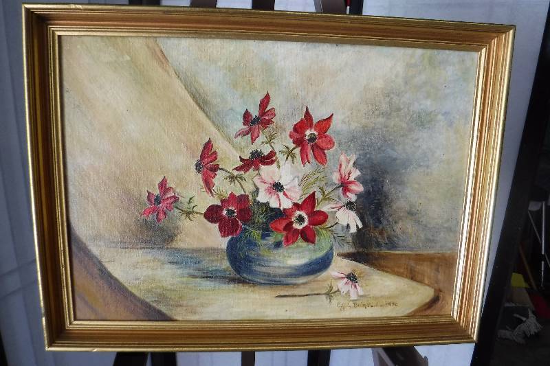 lot 7342 image: Signed and dated floral painting