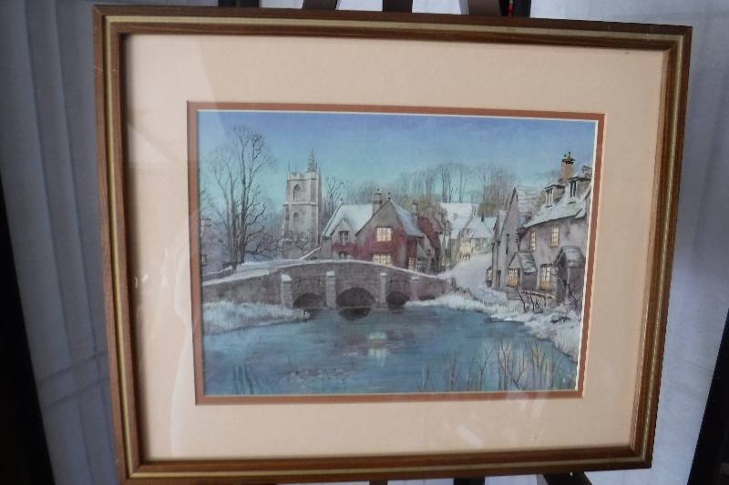 lot 7347 image: Winter scene framed art
