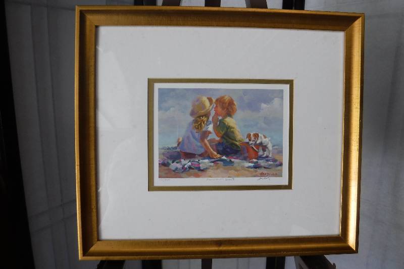 lot 7349 image: Framed  Summer Secrets Offset Lithograph by Lucille Raad with paperwork