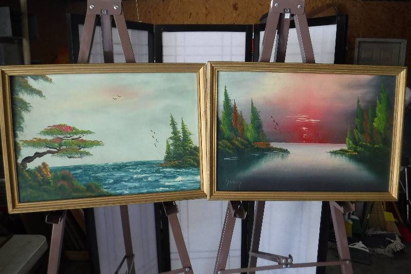 lot 7350 image:  Torey Pines and  Sunset paintings by Hugh Yancey
