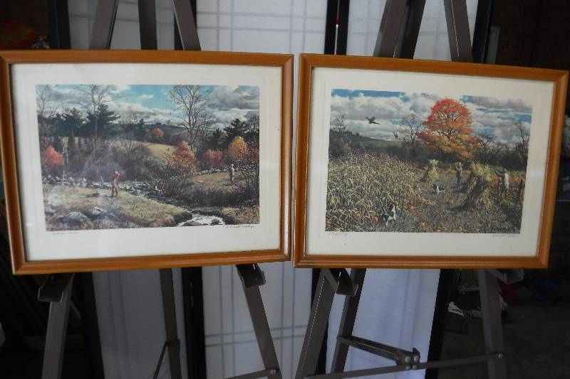lot 7354 image: pair of framed Tailio- crom reproductions of A Lassell Ripley paintings  Autumn cover and  A perfect day