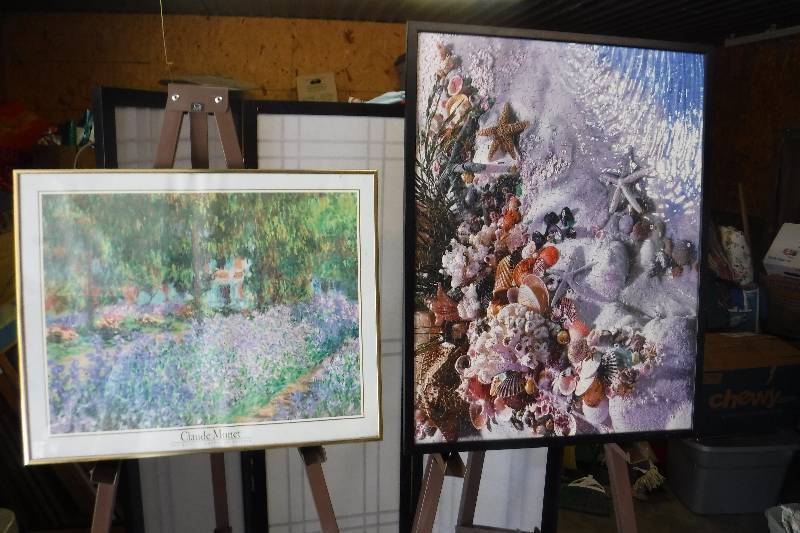 lot 7359 image: Sea Shell picture and Claude Monet print