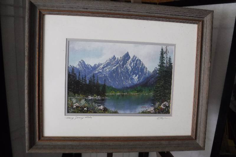 lot 7366 image: Signed framed  Along Jenny Lake By K. Fay