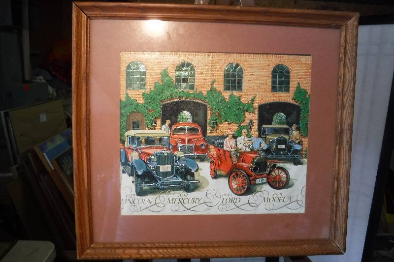 lot 7375 image: very nice picture of cars Lincoln, Mercury, Ford and a model A