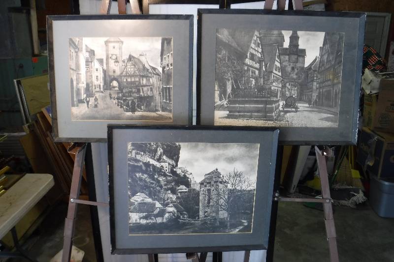 lot 7376 image: Framed sketches of France