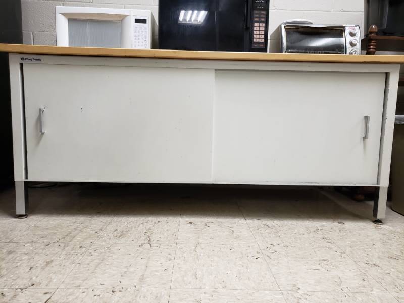 lot 10113 image: Metal  Composite Credenza Contents Not Included