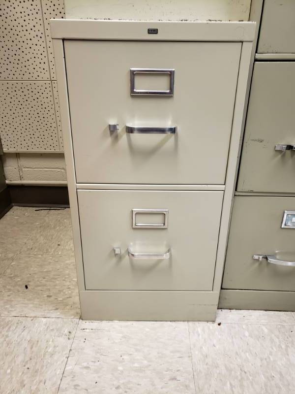 lot 10099 image: Metal Two Drawer Filing Cabinet