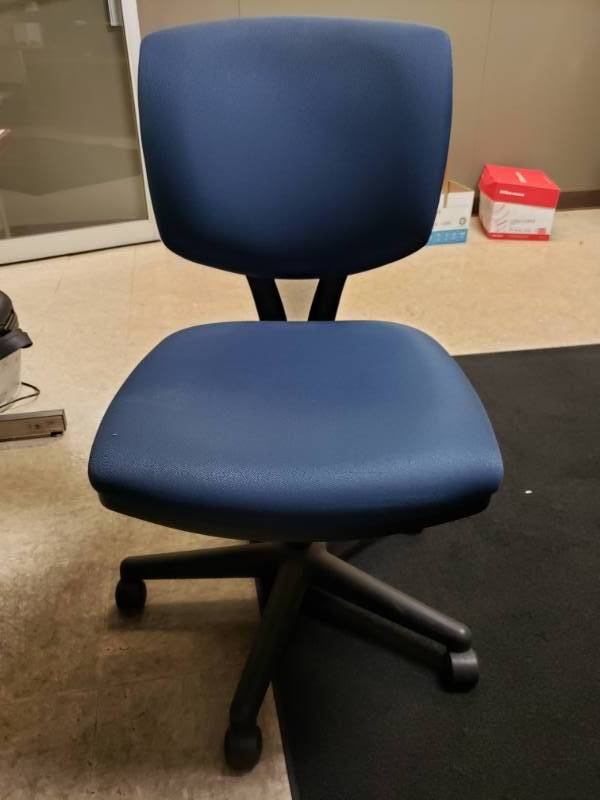 lot 10102 image: Blue Upholstered Rolling Task Chair
