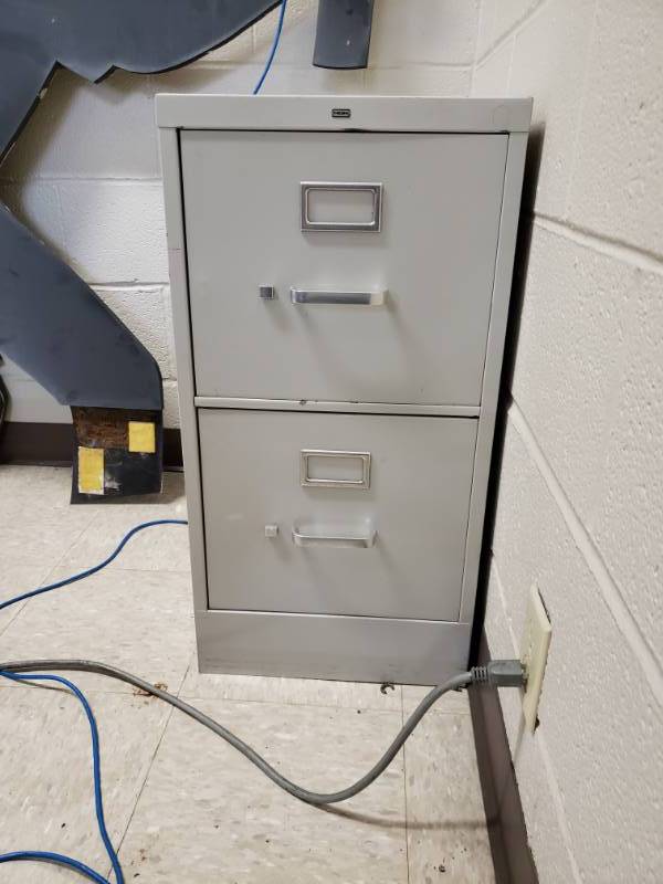 lot 10111 image: Metal Two Drawer Filing Cabinet
