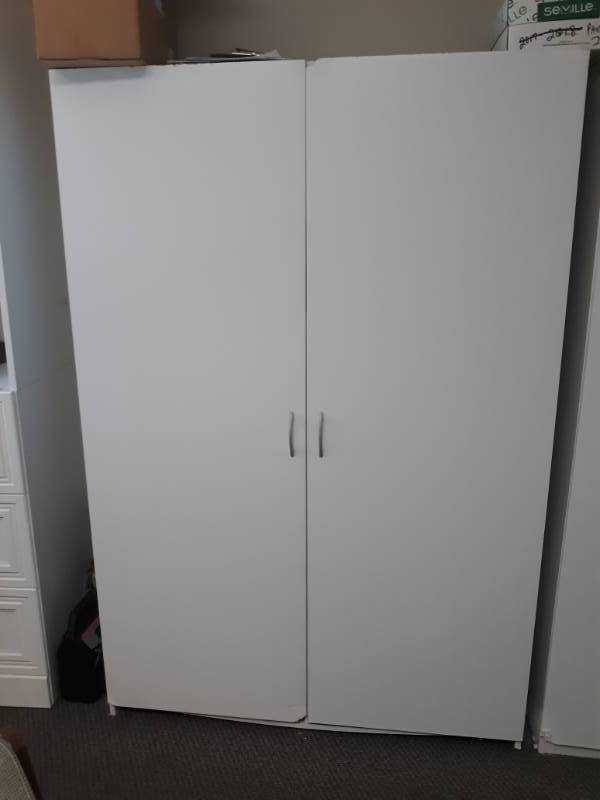 lot 10125 image: White 2 Door Composite Storage Cabinet