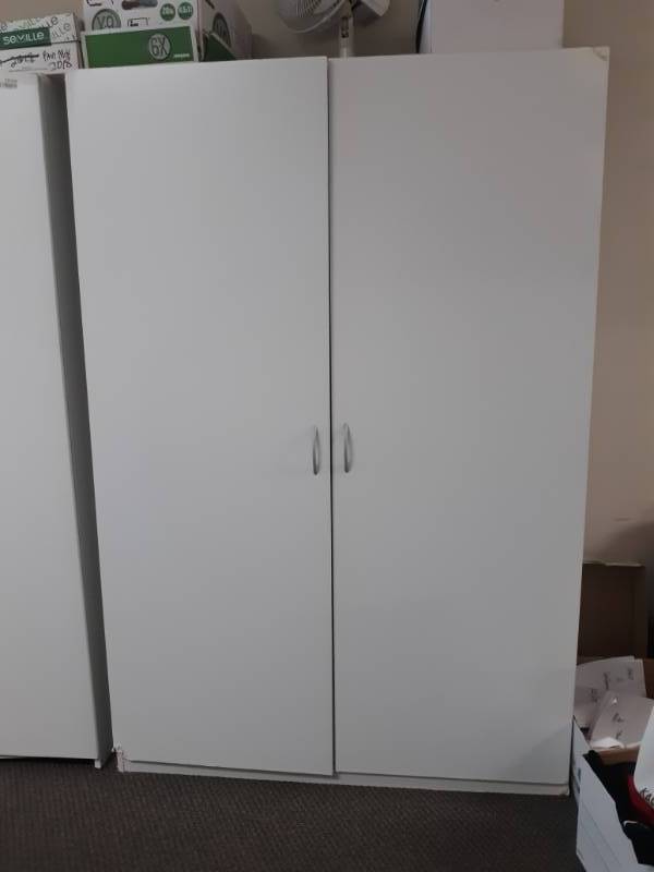 lot 10126 image: White 2 Door Composite Storage Cabinet