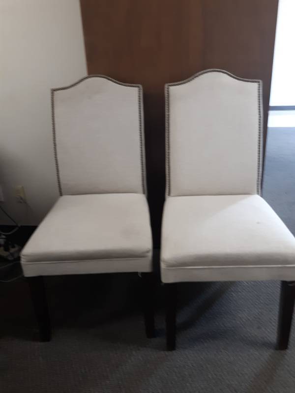 lot 10127 image: Two Upholstered Dining Chairs