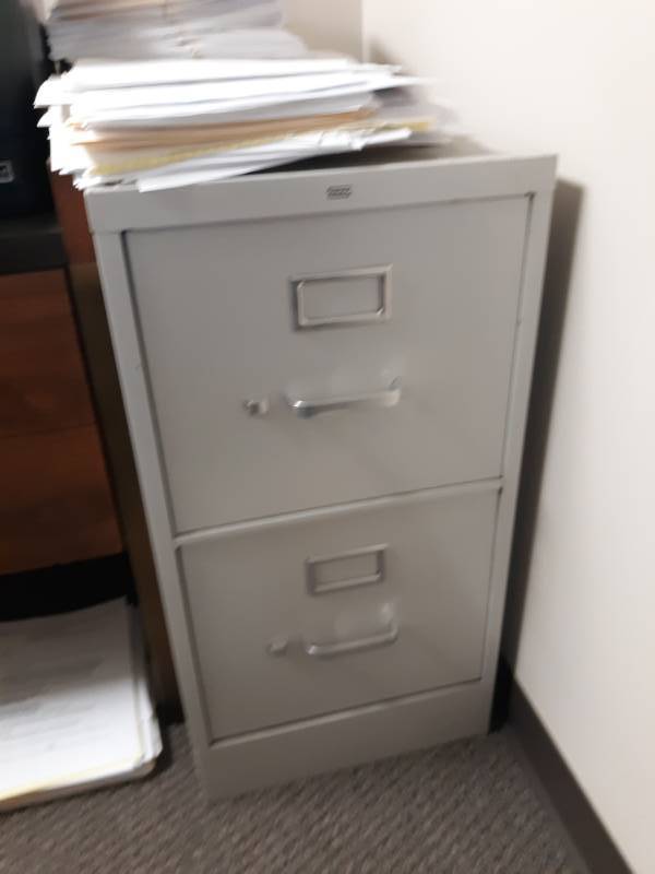 lot 10149 image: Metal Two Drawer Filing Cabinet
