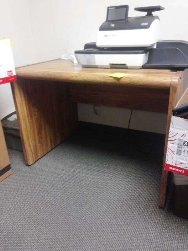 lot 10053 image: Wood Single Desk  Printer Table