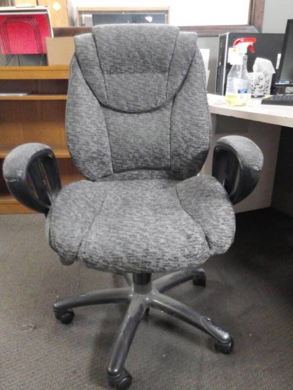 lot 10058 image: Grey Upholstered Rolling Arm Chair