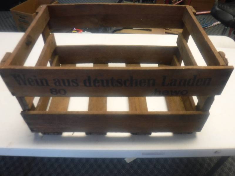lot 6520 image: Wood crate marked  Wein Aus Deutschen Laden