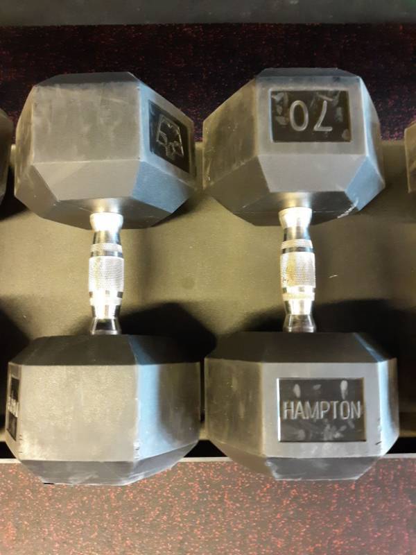lot 1588 image: Set of Hampton 70 Lb Hand weights