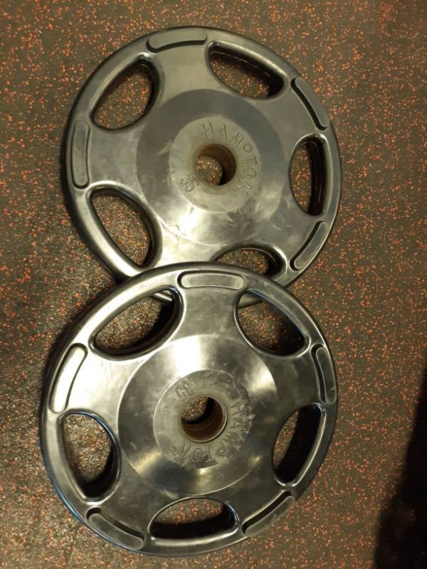 lot 1618 image: (2) Hampton Barbell 35 Lb Weights