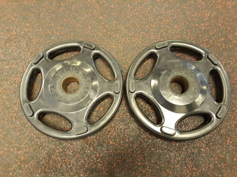 lot 1627 image: (2) Hampton Barbell 25 Lb Weights