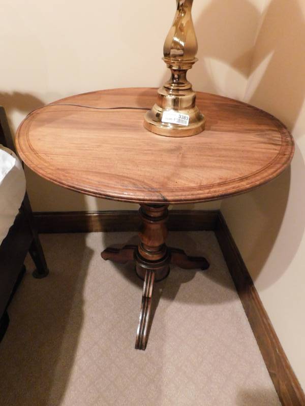 lot 3384 image: Round Wood End Table