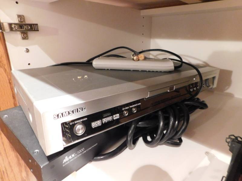 lot 3455 image: Virginian Toy Train Car, Samsung DVD Player and Max Surge ProtectorLine Conditioner