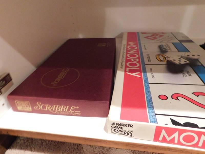 lot 3458 image: Scrabble and Monopoly Board Games & Realistic Weather Alert