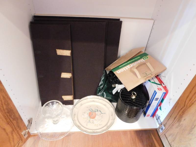 lot 3472 image: 2 International China Plates, Glass Serving Tray and Wine Ice Box