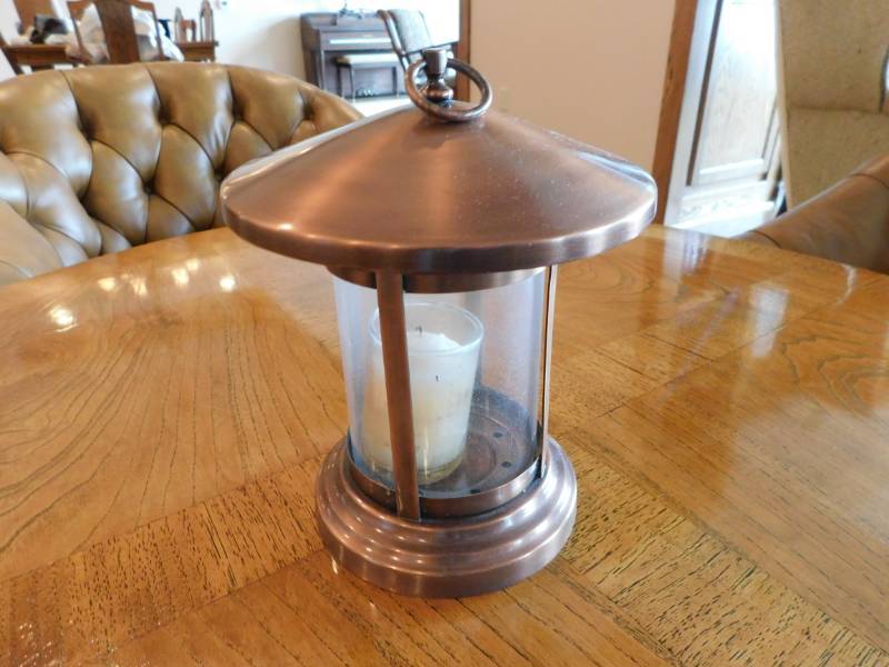 lot 3546 image: Copper Candle Holder with Glass Globe