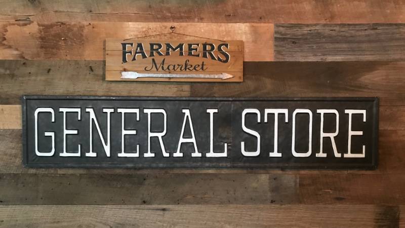 lot 2000 image: Farmers Market and Large Metal General Store Sign--Great Farmhouse Dcor