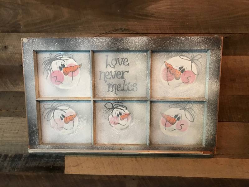 lot 2005 image: Handmadeupcycled window decor...winters coming