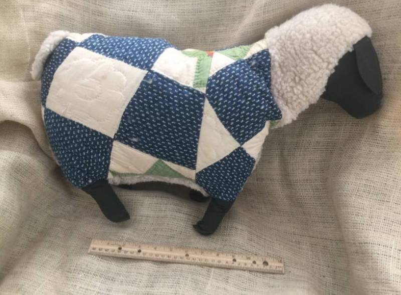 lot 2014 image: Large PatchworkVintage Quilted Stuffed Sheep