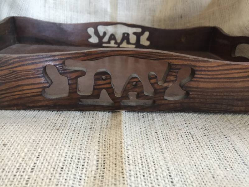 lot 2040 image: Unique Wood Serving Tray