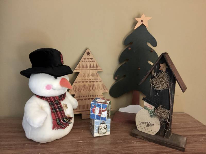 lot 2053 image: Assortment of Christmas Decor--Snowman, Christmas trees etc.