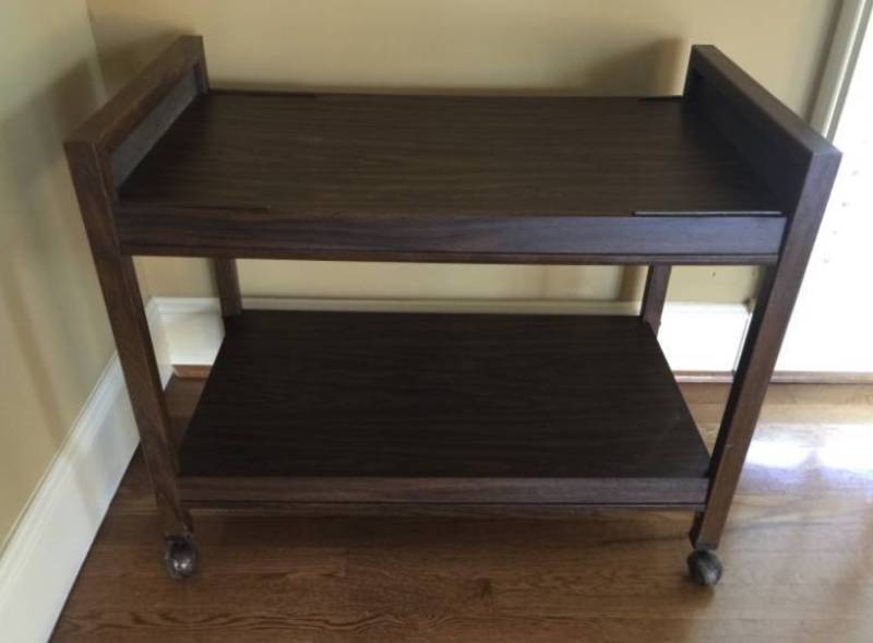 lot 2065 image: Wood Cart with shelf and wheels