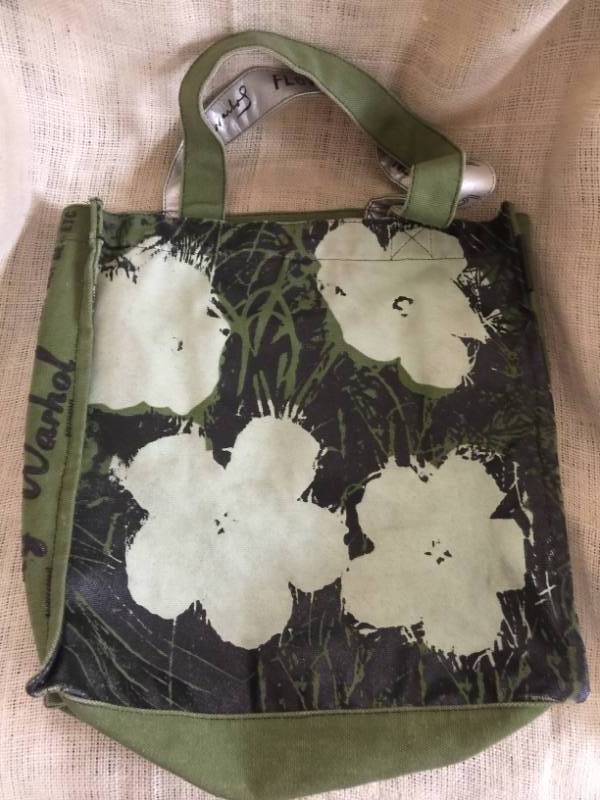 lot 2120 image: My Favorite Smell is Spring in New York--Andy Warhol Canvas Tote Bay Flowers