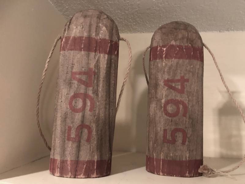 lot 2190 image: Set of 2 Wooden Buoys